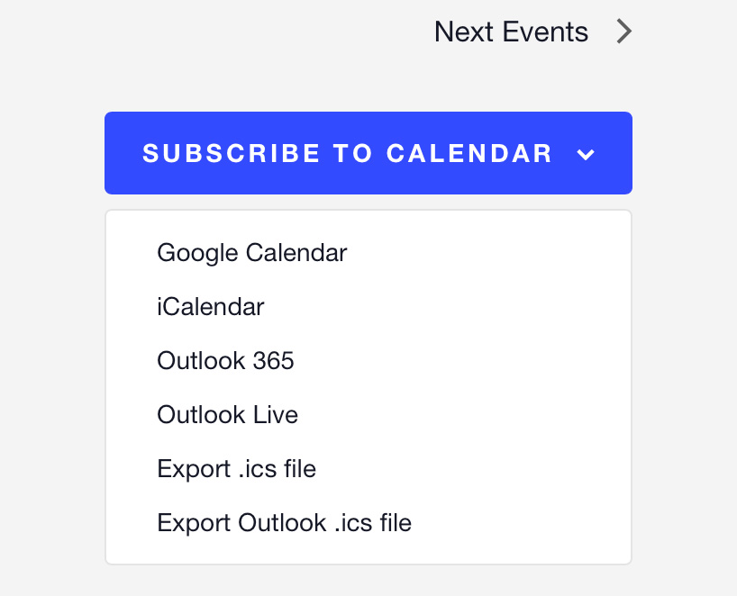 This shows you the list of choices of calendars to add the St. Tim's Events calendar to.
